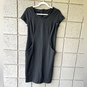 Lafayette 148 New York Stretch Knit Sheath Dress with pockets, charcoal, 6